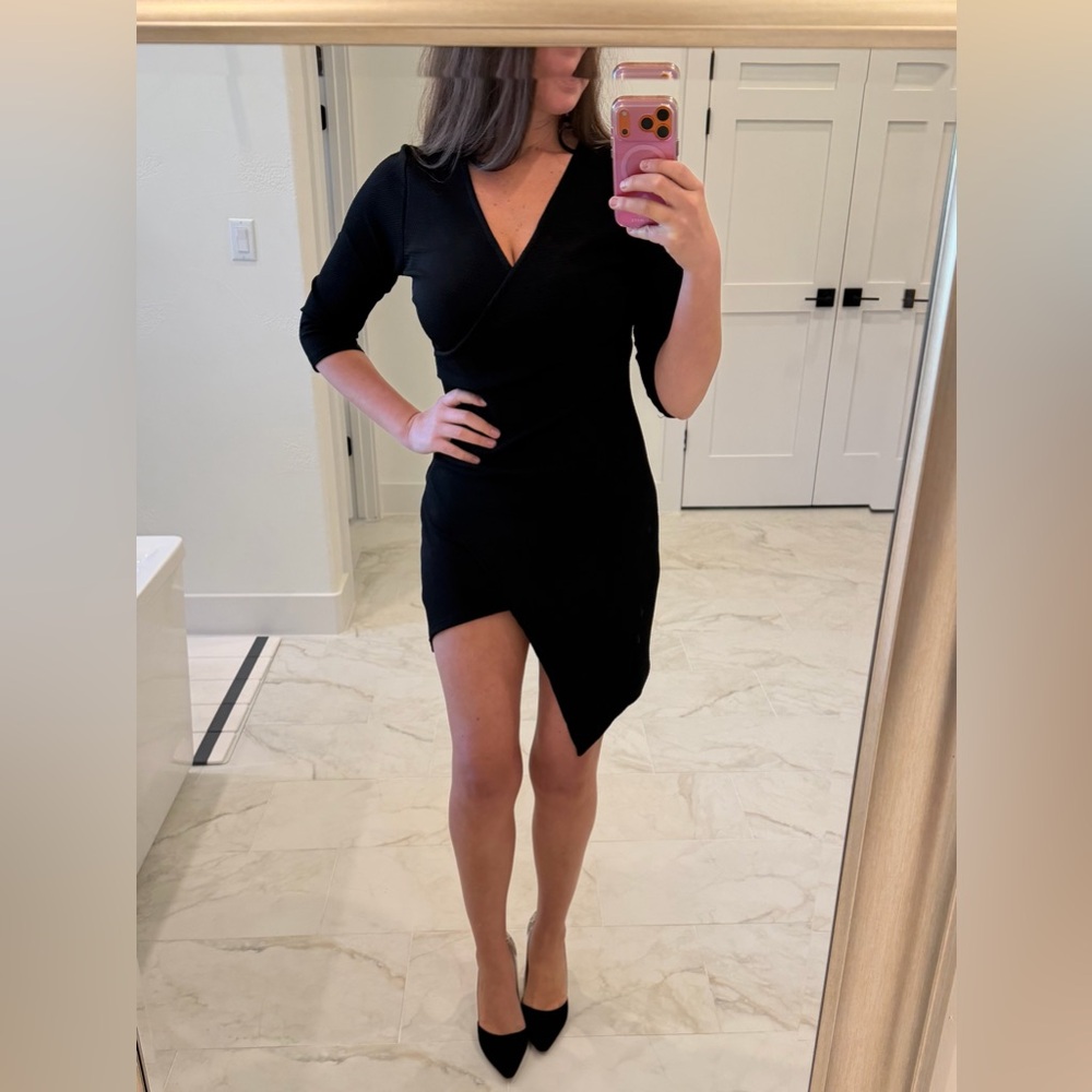 Love J Elegant Black Asymmetrical Dress